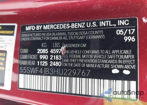 2017 Mercedes-Benz C 300 from USA, damaged, VIN 55SWF4JB3HU229767